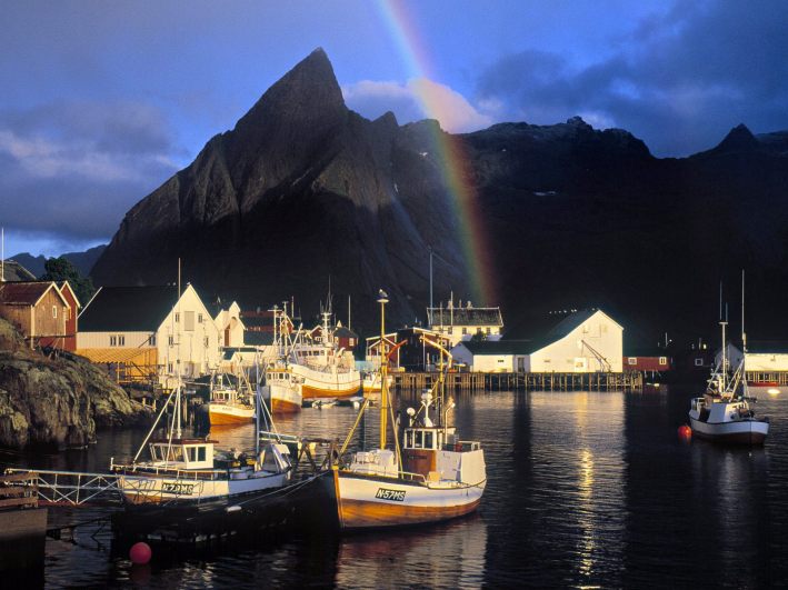 Hamnoy_Rainbow_Sakrisoy_Island_Lofoten_Islands_Norway